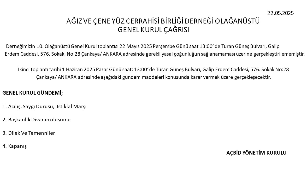 10. OLAĞANÜSTÜ GENEL KURUL TOPLANTI DUYURUSU - 2